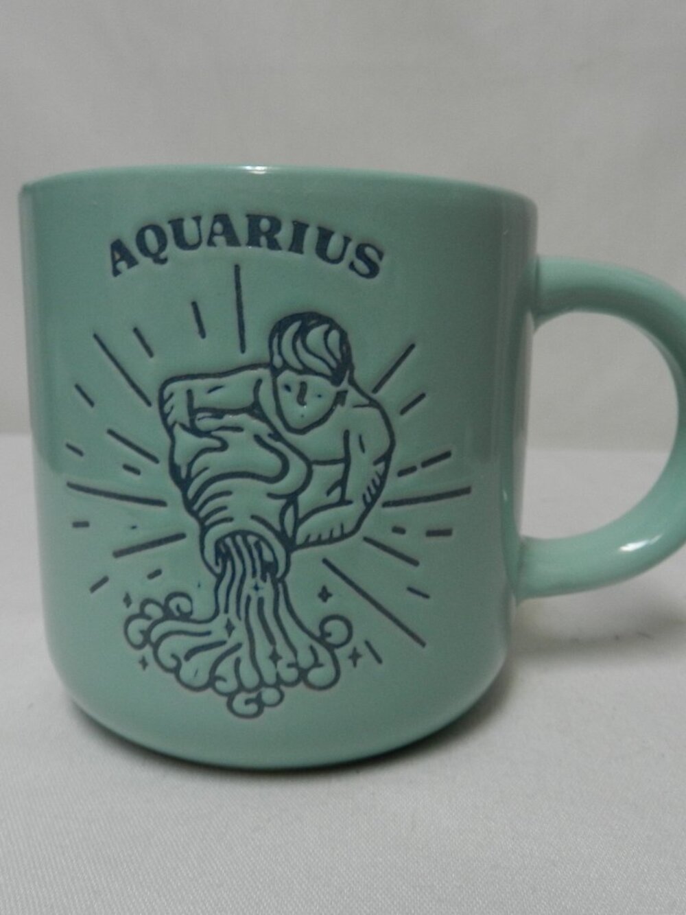 Zodiac Aquarius Mug Cup by Wild Sage ceramic blue 14 oz Double Sided